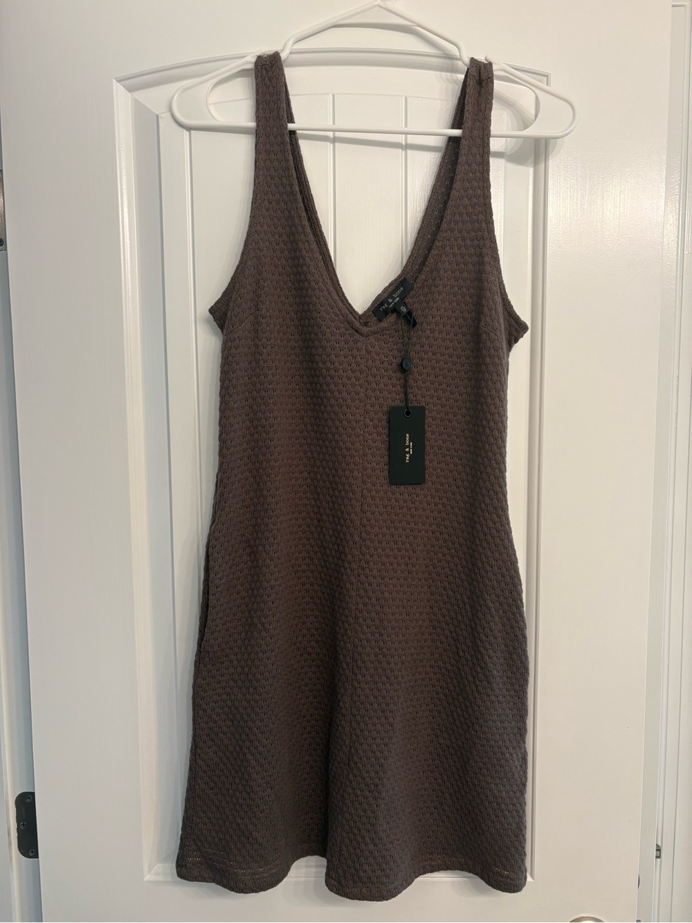 rag & bone Dark Brown Textured Knit Mini Dress